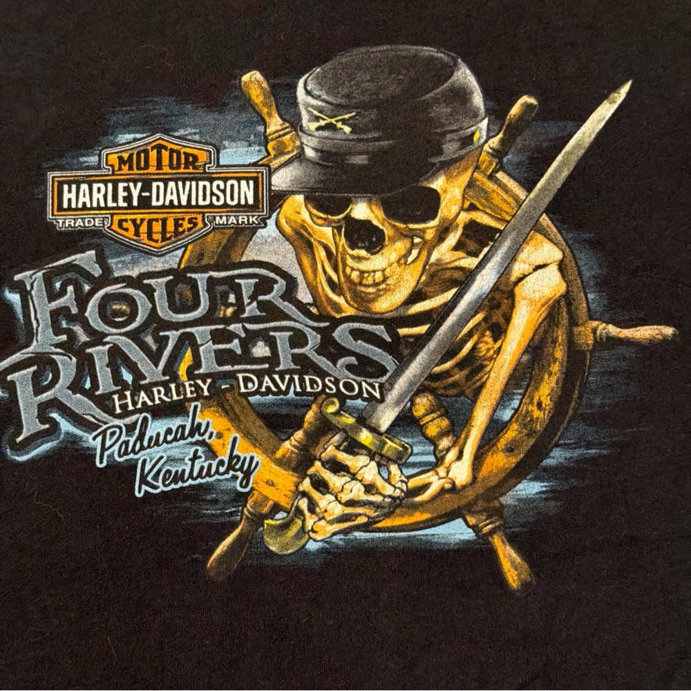 Harley-Davidson Four‎ Rivers Paducah Kentucky Skeleton Graphic Made In USA - Picture 6 of 6
